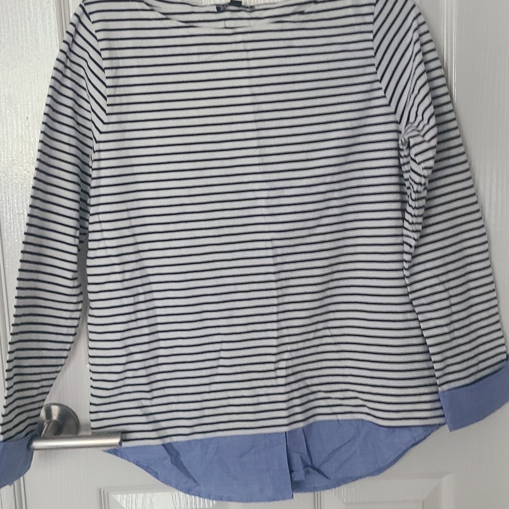 J. Crew Striped Top with Blue Hem